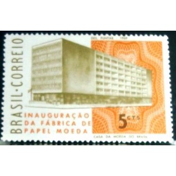 Selo postal do Brasil de 1969 Fábrica Papel Moeda M