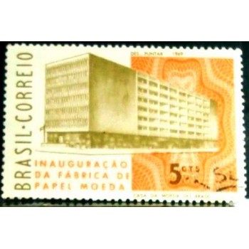 Imagem similar à do selo postal do Brasil de 1969 Fábrica Papel-moeda U