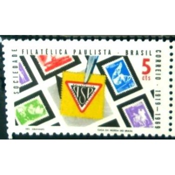 Selo postal do Brasil de 1969 Soc. Philatélica Plta. M
