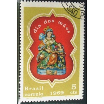 Selo postal do Brasil de 1969 Dia das Mães N1D