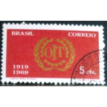 Selo postal do Brasil de 1969 O.I.T. MCC