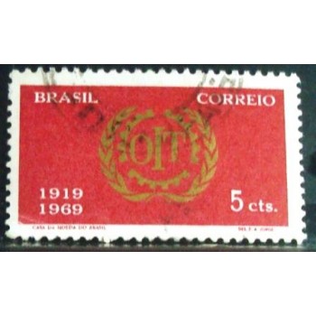 Selo postal do Brasil de 1969 O.I.T. U