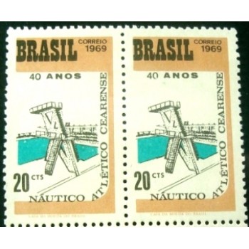 Par de selos postais do Brasil de 1969 Náutico Atlético Cearense M