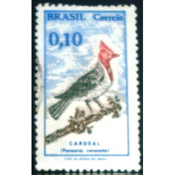 Imagem similar à do selo postal do Brasil de 1969 Pássaro Cardeal U