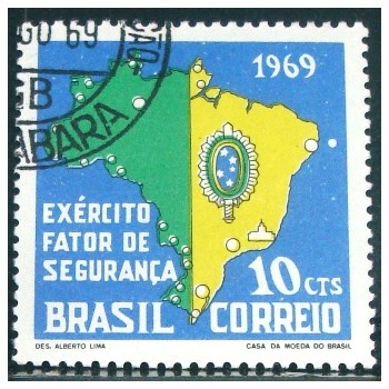 Imagem similar à do selo postal do Brasil de 1969 Exército Brasileiro MCC