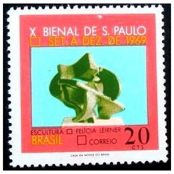 Selo postal do Brasil de 1969 Escultura Felícia Leirner M