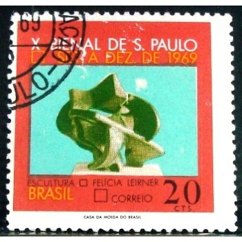 Selo postal do Brasil de 1969 Escultura Felícia Leirner MCC