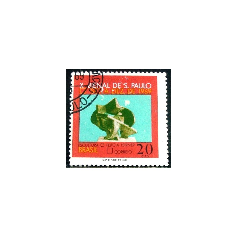 Selo postal do Brasil de 1969 Escultura Felícia Leirner MCC