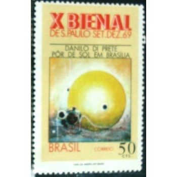 Selo postal do Brasil de 1969 Pôr de Sol em Brasília M