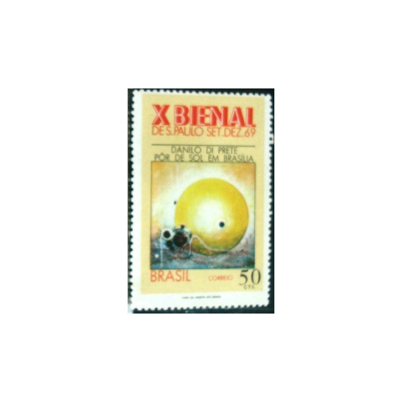 Selo postal do Brasil de 1969 Pôr de Sol em Brasília M