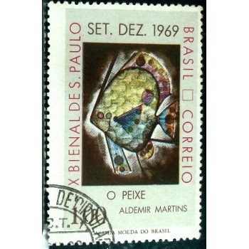 Selo postal do Brasil de 1969 O Peixe M1D