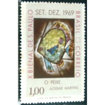 Selo postal do Brasil de 1969 O Peixe N