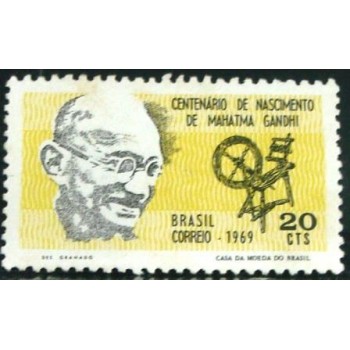 Selo postal do Brasil de 1969 Mahatma Gandhi M