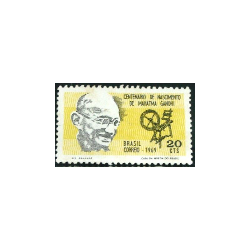 Selo postal do Brasil de 1969 Mahatma Gandhi M