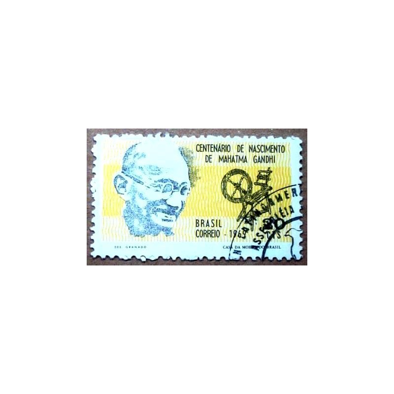 Selo postal do Brasil de 1969 Mahatma Gandhi MCC