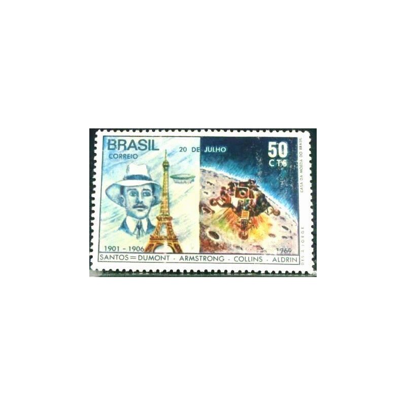 Selo postal do Brasil de 1969 Apolo XI M