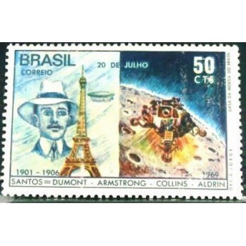 Selo postal do Brasil de 1969 Apolo XI M