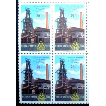 Quadra de selos postais do Brasil de 1969 Usiminas M