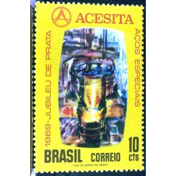 Selo postal do Brasil de 1969 Acesita N
