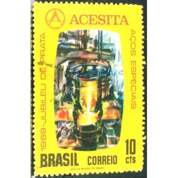Imagem similar à do selo postal do Brasil de 1969 Acesita U
