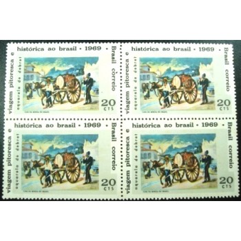 Quadra de selos postais do Brasil de 1969 Jean Baptiste Debret N