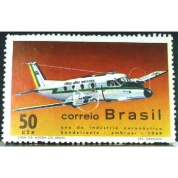 Selo postal do Brasil de 1969 Bandeirante M