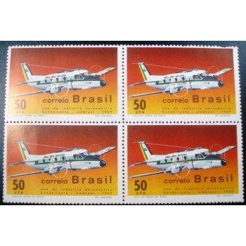 Quadra de selos postais do Brasil de 1969 Embraer