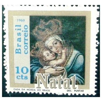 Selo postal do Brasil de 1969 Nossa Senhora das Alegrias M