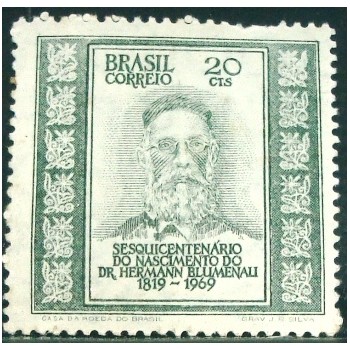 Selo postal do Brasil de 1969 Hermann Blumenau N