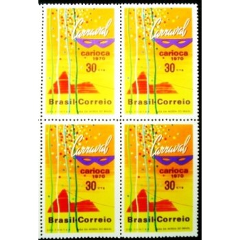 Quadra de selos postais do Brasil de 1970 Carnaval Carioca 30