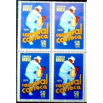 Quadra de selos postais do Brasil de 1970 Carnaval Carioca 50
