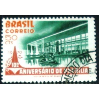 Selo postal do Brasil de 1970 Fundação de Brasília M1D