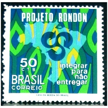 Selo postal do Brasil de 1970 Projeto Rondon M