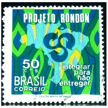 Imagem similar à do selo postal do Brasil de 1970 Projeto Rondon U