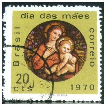 Imagem similar à do selo postal do Brasil de 1970 Dia das Mães U