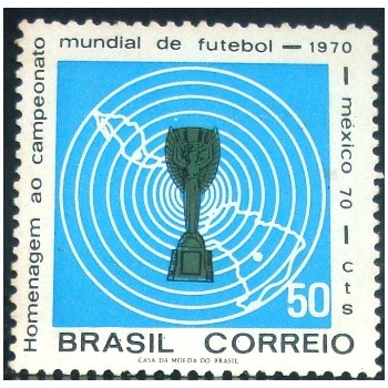 Selo postal do Brasil de 1970 Copa do México M