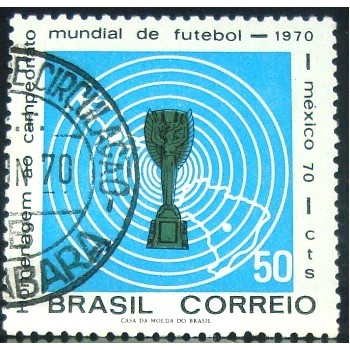 Selo postal do Brasil de 1970 Copa do México M1D