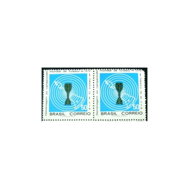 Par de selos do Brasil de 1970 Taça Jules Rimet