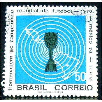 Imagem similar á do selo postal do Brasil de 1970 Copa do México U