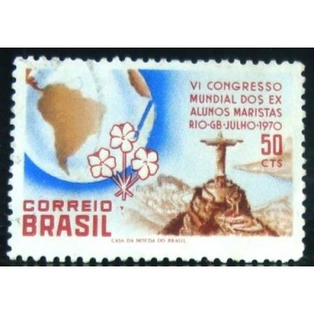 Selo postal do Brasil de 1970 Alunos Maristas M