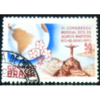 Selo postal do Brasil de 1970 Alunos Maristas  M1D