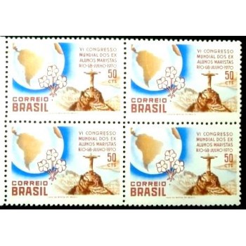 Quadra de selos postais do Brasil de 1970 Alunos Maristas