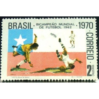 Selo postal do Brasil de 1970 Garrincha e Masopust M