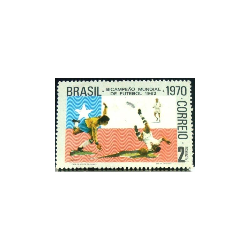 Selo postal do Brasil de 1970 Garrincha e Masopust M