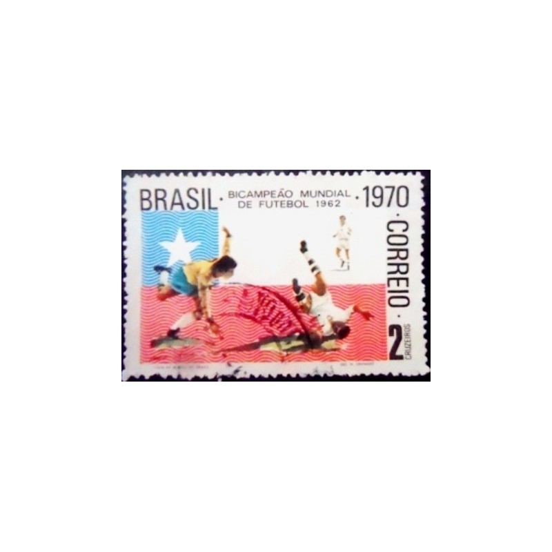 Imagem similar à do selo postal do Brasil de 1970 Garrincha e Masopust U