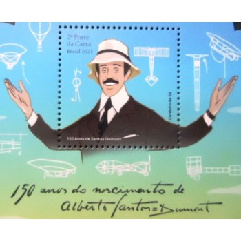Bloco postal do Brasil de 2023 Alberto Santos Dumont detalhe