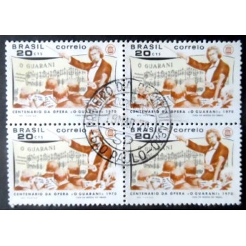 Quadra de selos postais do Brasil de 1970 - Carlos Gomes M1C