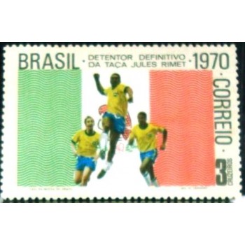 Selo postal do Brasil de 1970 Brasil Pelé, Tostão e Jairzinho