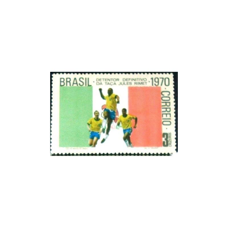 Selo postal do Brasil de 1970 Brasil Pelé, Tostão e Jairzinho