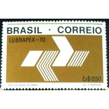 Selo postal do Brasil de 1970 Logotipo ECT M